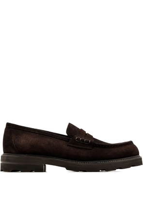 Brioni penny-strap suede loafers - Brown
