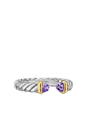 David Yurman sterling silver rope-detailed amethyst ring
