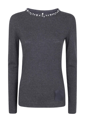Liviana Conti embellished-neckline sweater - Grey