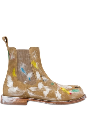 Moschino pull-tab painted chelsea boots - Brown