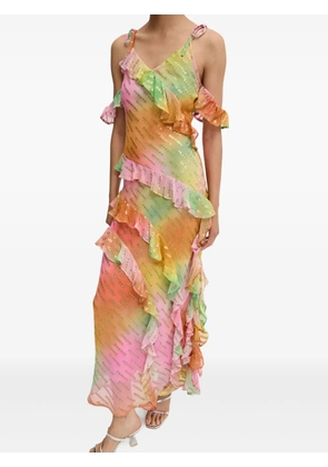 NEVER FULLY DRESSED Faro sequin-embellished ruffled dress - Yellow