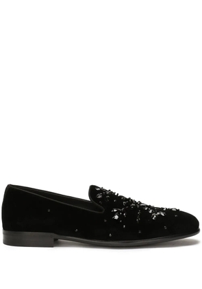 Dolce & Gabbana crystal-embellished velvet slippers - Black