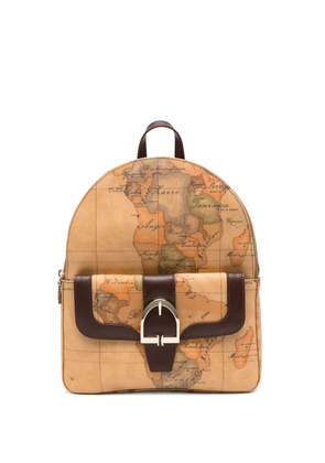 ALVIERO MARTINI 1° CLASSE map-print buckle-detail backpack - Neutrals
