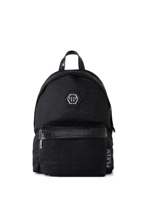 Philipp Plein monogram crocodile-skin backpack - Black