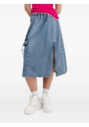 MOSCHINO JEANS drawstring pocket denim midi skirt - Blue