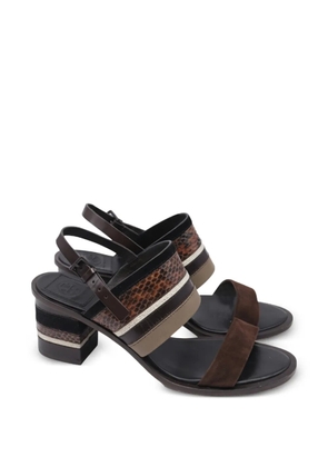 Tory Burch Edina suede-panel leather sandals - Brown