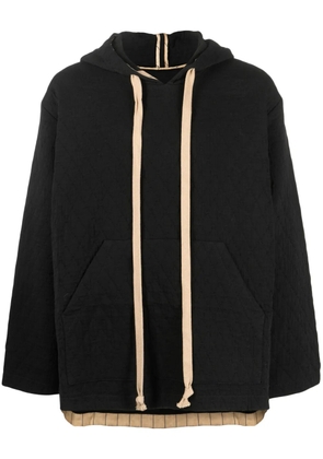 Uma Wang quilted drawstring hoodie - Black