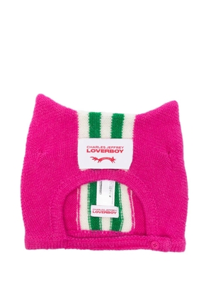 Charles Jeffrey Loverboy ears striped beanie hat - Pink