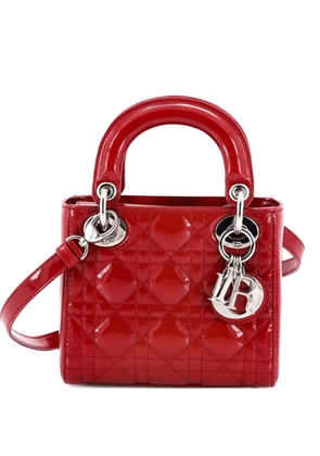Christian Dior Pre-Owned Lady Dior Bag Cannage Quilt Patent Mini satchel - Red
