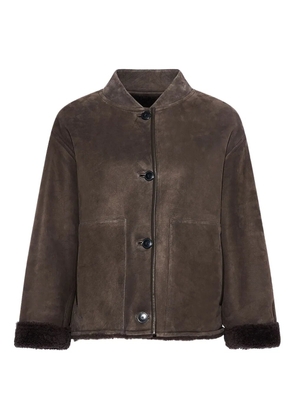 Yves Salomon suede shearling varsity jacket - Grey