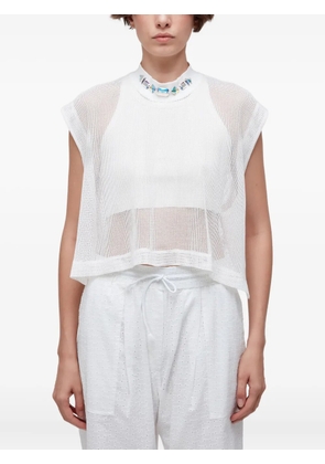 Osklen embellished mesh blouse - White