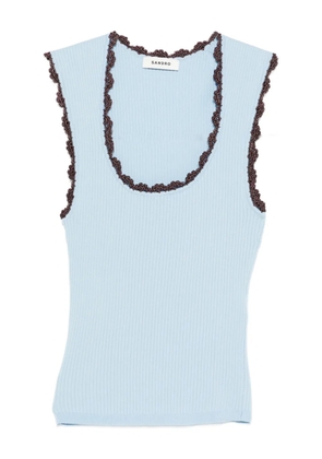 SANDRO crochet-trim top - Blue
