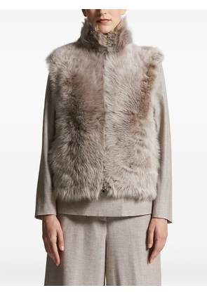 Peserico ribbed-knit shearling jacket - Neutrals