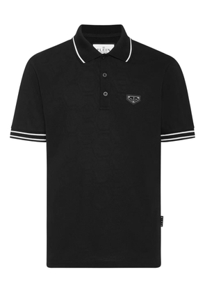 Philipp Plein logo-plaque polo shirt - Black