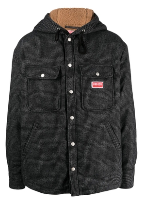 Kenzo houndstooth-pattern hooded jacket - Grey
