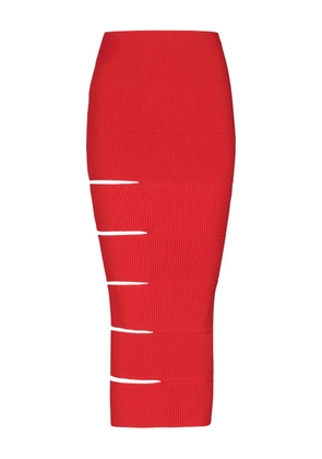 Balmain cut-out knitted skirt - Red