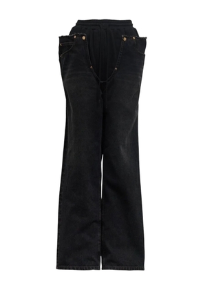 pushBUTTON layered jeans - Black
