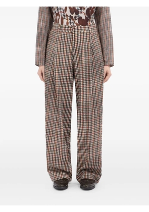 Pierre-Louis Mascia houndstooth-pattern pleated-front trousers - Brown