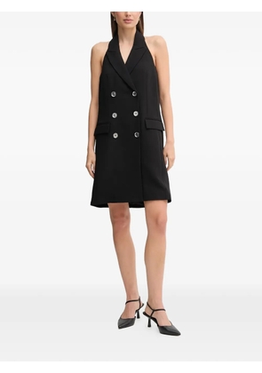 DKNY button halterneck mini dress - Black