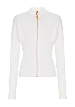 Balmain zip-up knitted cardigan - White
