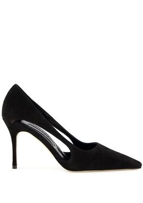 Manolo Blahnik 90MM cut-out suede pumps - Black