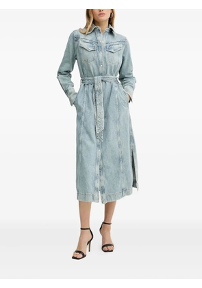 BOSS belted denim shirt midi day dress - Blue