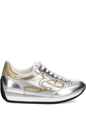 GUESS USA Skroll metallic-effect lace-up sneakers - Silver