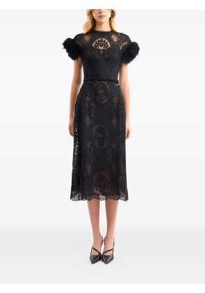 Gemy Maalouf lace feathers midi dress - Black