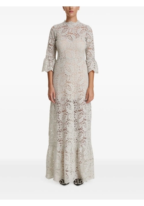 PNK flared-sleeve lace maxi dress - Green