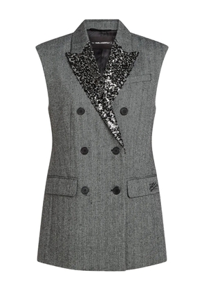 Karl Lagerfeld sequin-embellished double-breasted waistcoat - Grey