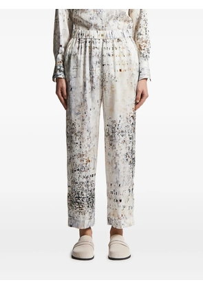 Peserico abstract-print elastic-waist trousers - White