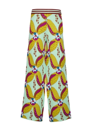 PAULA floral-jacquard trousers - Blue