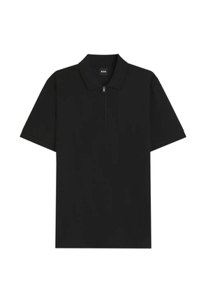 BOSS zip-fastening textured polo shirt - Black