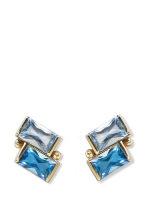 Anzie 14K yellow gold Swiss Sky Topaz Cléo Deux Carré stud earrings