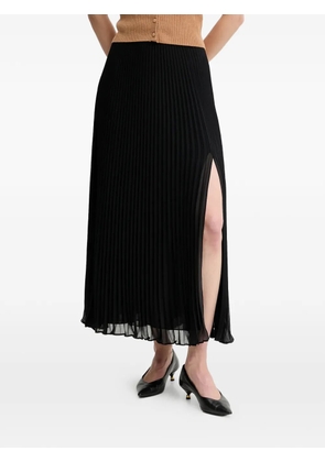 LUISA SPAGNOLI Fiammata pleated side-slit maxi skirt - Black