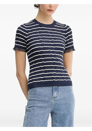 rag & bone striped frilled-sleeve top - Blue