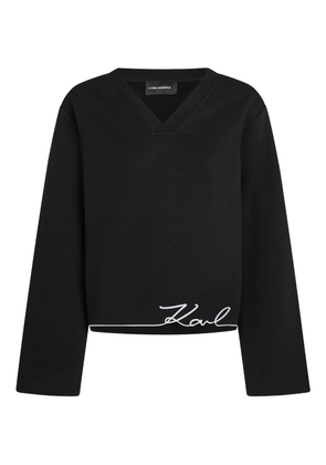 Karl Lagerfeld signature-hem v-neck sweater - Black