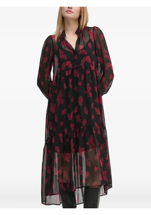 Sisley heart-print midi dress - Black