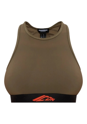 DSQUARED2 logo-band racer-back bra - Green