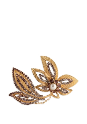 Dolce & Gabbana leaf embellished brooch - Gold
