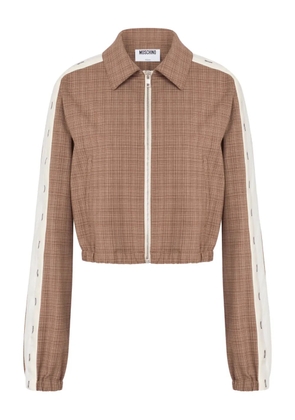 Moschino checked-pattern cropped jacket - Brown