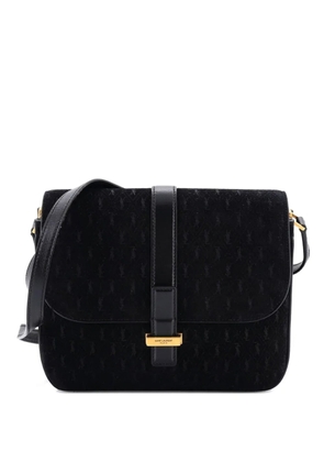 Saint Laurent Pre-Owned Top Flap Satchel Monogram All Over Suede Small crossbody bag - Black