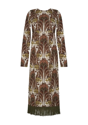 Cara Cara fringe-trimmed midi dress - Brown