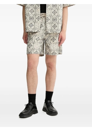Les Deux Harry AOE Tile embroidered-print shorts - Neutrals