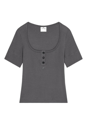 Courrèges buttoned ribbed T-shirt - Grey