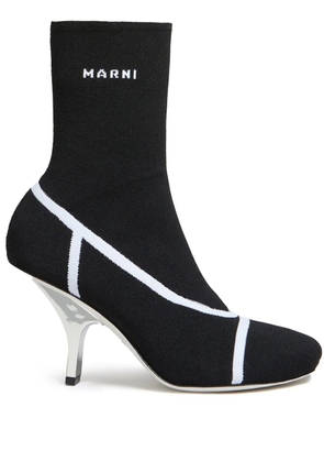 Marni logo intarsia-knit ankle boots - Black