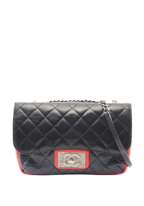 CHANEL Pre-Owned 2015-2016 Medium CC Quilted Glazed Calfskin Tricolor Plate Flap shoulder bag - Black