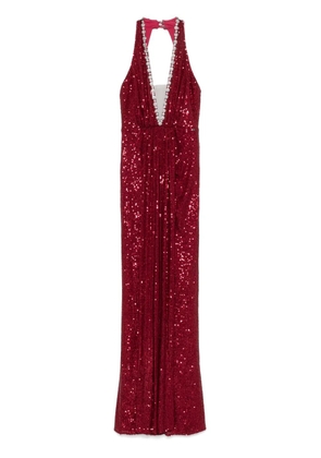 NISSA sequinned halterneck maxi dress - Red