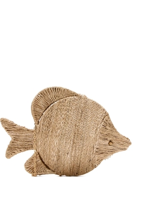 Poolside fish-shaped woven clutch - Neutrals