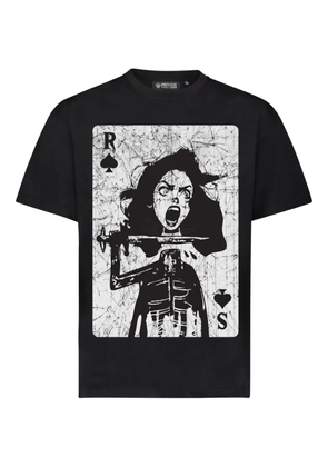 Mostly Heard Rarely Seen Spade Playing Card printed T-shirt - Black